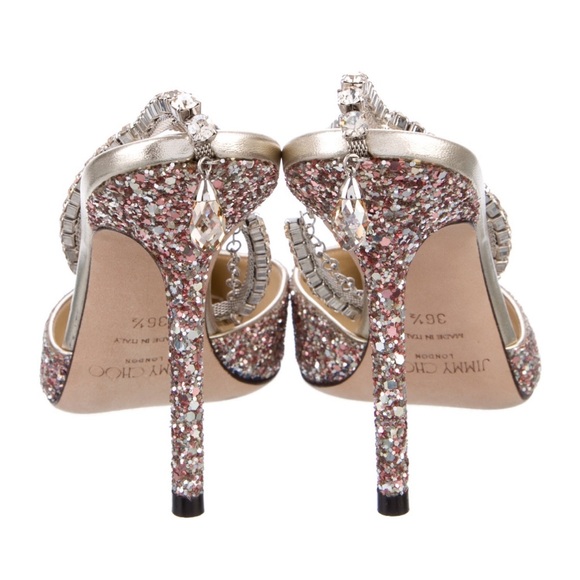 Jimmy Choo Saeda 100 Rose Glitter Pumps Crystal Embellishment 36.5 EU / 6.5 US - Picture 5 of 6